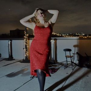 90’s vintage red sparkly dress💕